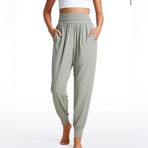 Brushed High Rise Harem Joggers Pants with Pockets 27''